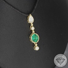 Wert 2290 € Brillant Diamant Smaragd Anhänger 585 14 Karat Gelb Gold xxyy