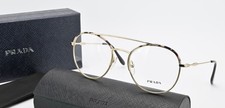 PRADA Brille VPR 55U 51-19 UAO-101 140 Panto Pilot Glanz Gold Medium Box Set NOS
