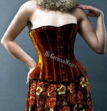 Heavy Duty Steel Boned Full Bust Waist Trainer Brown Velvet Extreme Corset Hi-73