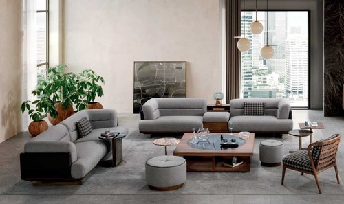 Luxus wohnzimmer set - grau, sofa