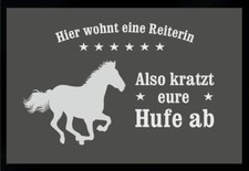 Fußmatte Schmutzfangmatte Hier wohnt eine Reiterin Hufe F311