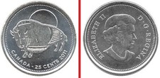 25 CENTS CANADA ?? WOOD BISON  2011 Queen Elizabeth II Legendary Nature