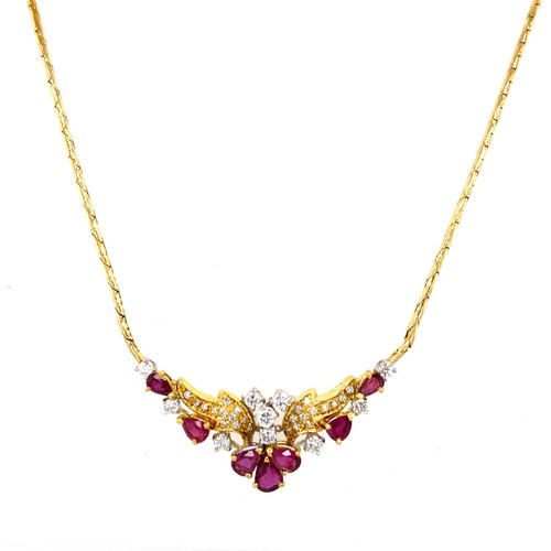 Collier gelbgold mit rubinen - collier,