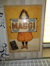 Maggi - Blechschild - 48 cm breit - 68,5 cm hoch - Mädchen mit Maggischild