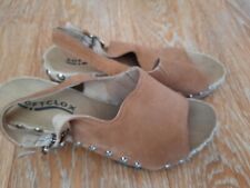 Softclox Sandalen Sandaletten Leder Holz Schuhe Damen hell Karamell 40    neuw