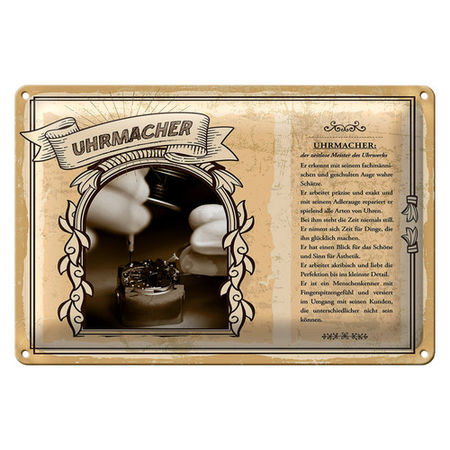 Blechschild berufe uhrmacher - blechschild,