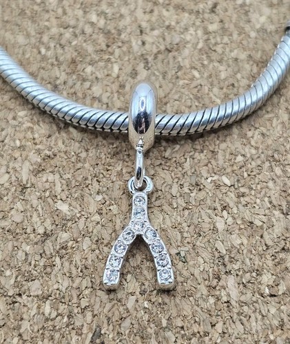 Authentic silver wishbone - cz,