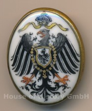 140205: Patriotische Brosche, weißes Porzellan, Kaiserlicher Adler