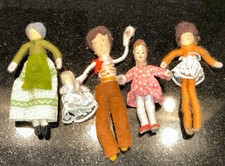 Biegepuppen Puppenhaus Puppenstube 1x Erna Meyer 4x Halfpenny Pocket Dolls Antik