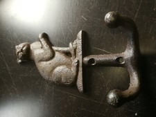 Wand Garderobe Handtuch Haken Katze Gusseisen Landhaus Stil Antik  Braun Shabby