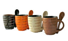 4 Espresso-Tassen im Set mit Löffel sortiert Keramik Kaffee Tasse Mokka