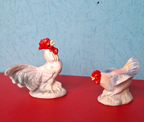 Vintage porzellan hahn henne - hahn,