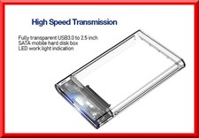 SSD HDD Festplattengehäuse | USB 3.0 2.5" | SATA III | Werkzeuglos Transparent