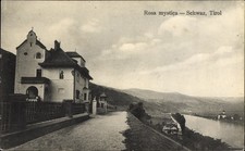 Ak Schwaz in Tirol, Rosa mystica, Flusspartie mit Blick auf den Ort - 10114182