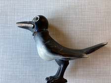 Frau Elster (alt) - Vogel -schwarz/weiß - 17 x 4,5 x 11 cm - DDR Spielzeug