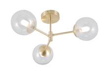 Brilliant Deko Decken Lampe Leuchte GITSE Metall gold Glas transparent 49 cm