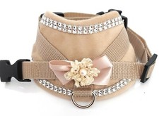 Softgeschirr Brustgeschirr Hundegeschirr XS-M beige Glitzer Schleife Hund Welpe
