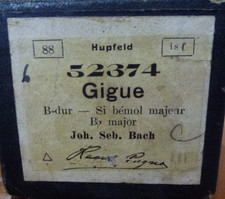 HUPFELD PIANO ROLL. J. S