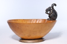 Koch Bergfeld Art deco antike Nussschale Holzschale 925 Silberfigur Eichhörnchen