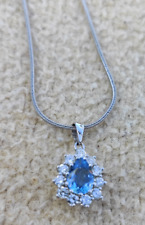 Halskette und Ohrringe aus 585 Weißgold mit Aquamarin und Diamanten