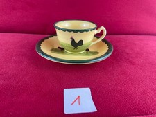 Zeller Keramik - Hahn und Henne - 1 x Antike Espresso Tasse mit Untertasse