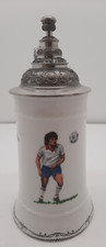 Bierkrug  mit Zinndeckel " Motive Fußball Spieler " Seltmann Merkle Atelier