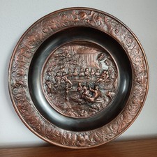 Historismus Wandteller Relief Eisenguss verkupfert Schau Platte 19.Jh Mythologie