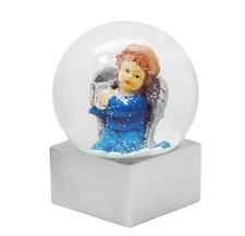 Schneekugel Engel blau mit