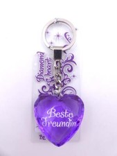 Schlüsselanhänger Schlüsselring Lila Diamantherz Herz Liebe "Beste Freundin"