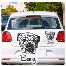 Autoaufkleber Englische Bulldogge Name clickstick Aufkleber Hund Pfoten A4051