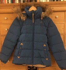AIGLE Steppjacke 36 stahlblau nie getragen mittlere Länge  Kapuze+Fell abnehmbar