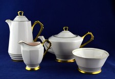 Pflanze Toskana Knochen China Art Deco Tee & Kaffeekanne - Krug & Zuckerschale Pulver Pink