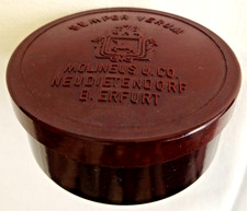Bakelit Dose/Molineus u. Co./Neudietendorf/Erfurt/alt/Wuppertal/DR  od. DDR !!!