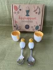 VINTAGE SAGAFORM EIERBECHER UND LÖFFEL SET ORIGINALVERPACKT