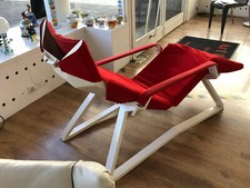 Designer Luxus Liege - Sonnenliege - Gartenliege 70er/80er weiß/rot  Rarität!!!!