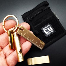 6-Teiliges Everyday Carry Messing Set Pfeife Lineal Tasche Geldclip EDC Copper