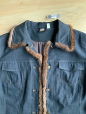Damen Jacke Jeansjacke mit Pelzbesatz Nerz von Madeleine Größe 40