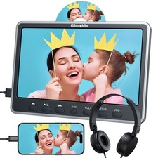 12 Zoll Kinder Auto DVD Player Kopfstütze Monitor 1366x768 HDMI USB SD+Kopfhörer