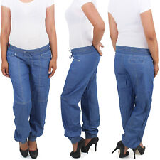 Damen Boyfriend Aladin Baggy Harem Pluder Jeans Hose Pumphose Haremshose Chino