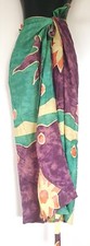 Wickelrock, Sarong, Pareo grün/lila Viskose 120x100cm, Batik Handarbeit aus Bali
