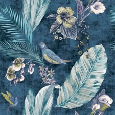 Türkiser Vorhang mit Vögeln