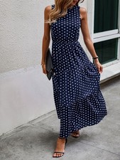 EMERY ROSE Maxikleid für Damen im A-Linie Schnitt mit Rüschen-Saum Polka Dot Mu