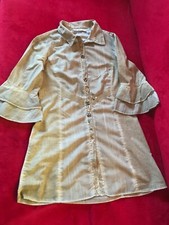 lange Bluse von Bottega, Größe ca. M 38 Tunika grau beige