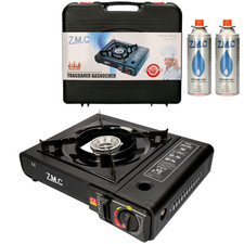 Campingkocher Outdoor Camping Gas Kocher Herd + 2x Gaskartuschen 227g Schwarz