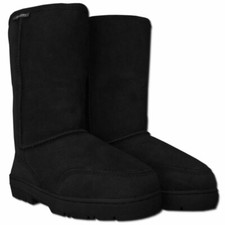 Lammfell Stiefel AGI edles Wildleder PU-Sohle Merino Lammfell 