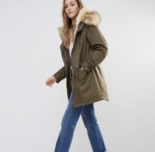 Flaschiger Parka Pimkie mit Faux Fur Pelz olivgrün army green Mantel Jacke Teddy