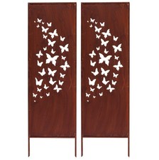 2x Sichtschutz Metall 160x50 Edelrost Rostoptik für Garten Sichtschutzwand ROST