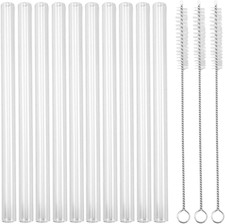 10 Trinkhalme aus Glas, lang