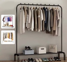 SCHWARZ/WEISS KLEIDERSTÄNDER GARDEROBENSTÄNDER KLEIDERSTANGE MIT ABLAGEN METALL