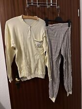 pyjama damen Langarm Gelb Karo Lässig Retro Vintage Gans Lässig Gelb Langarm 